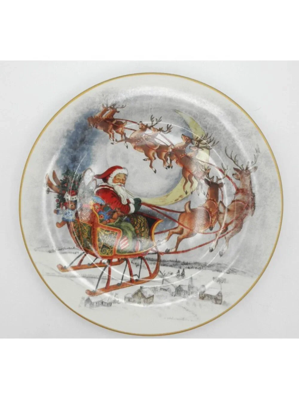 Nostalgic Santa Pottery Barn 10-1/2 Inch Dinner Plates Set of 4 Pattern PBANOS